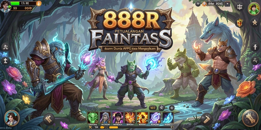 Screenshot gameplay 888R menampilkan aksi pertempuran yang seru dan karakter unik.
