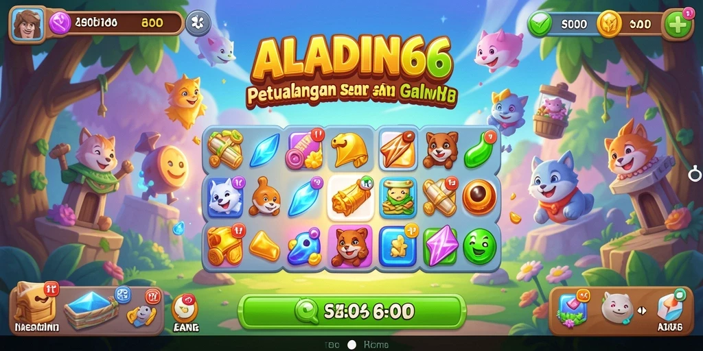 Tampilan menarik dari gameplay Match-3 di ALADIN66.