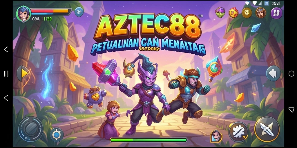 Tangkapan layar gameplay AZTEC88 yang menampilkan aksi seru dan grafis menawan.