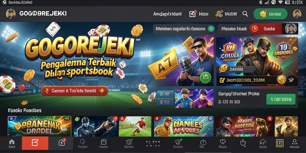 Tampilan GOGOREJEKI yang menarik dengan fitur sportsbook interaktif.