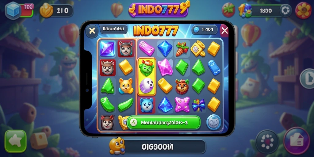 Screenshot gameplay INDO777 yang menunjukkan keseruan dalam mencocokkan objek.