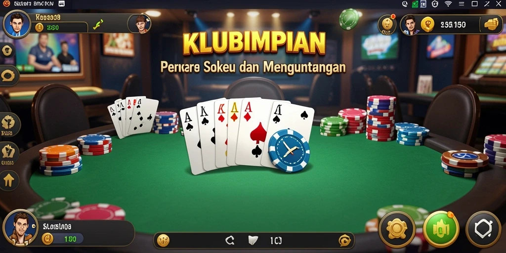 Gameplay seru di game Poker KLUBIMPIAN yang menegangkan.