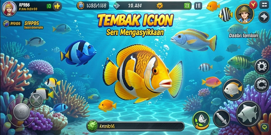 Tampilan seru gameplay Tembak Ikan di RP886.
