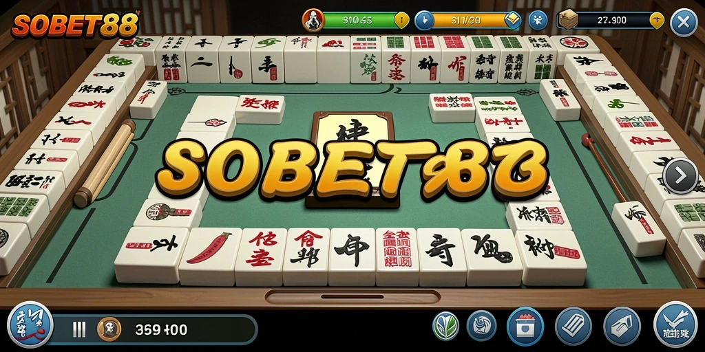 Screenshot gameplay SOBET88 menunjukkan pengalaman bermain Mahjong yang menarik.
