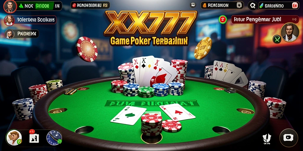 Tampilan screenshot utama XXX777 menampilkan aksi seru permainan Poker.